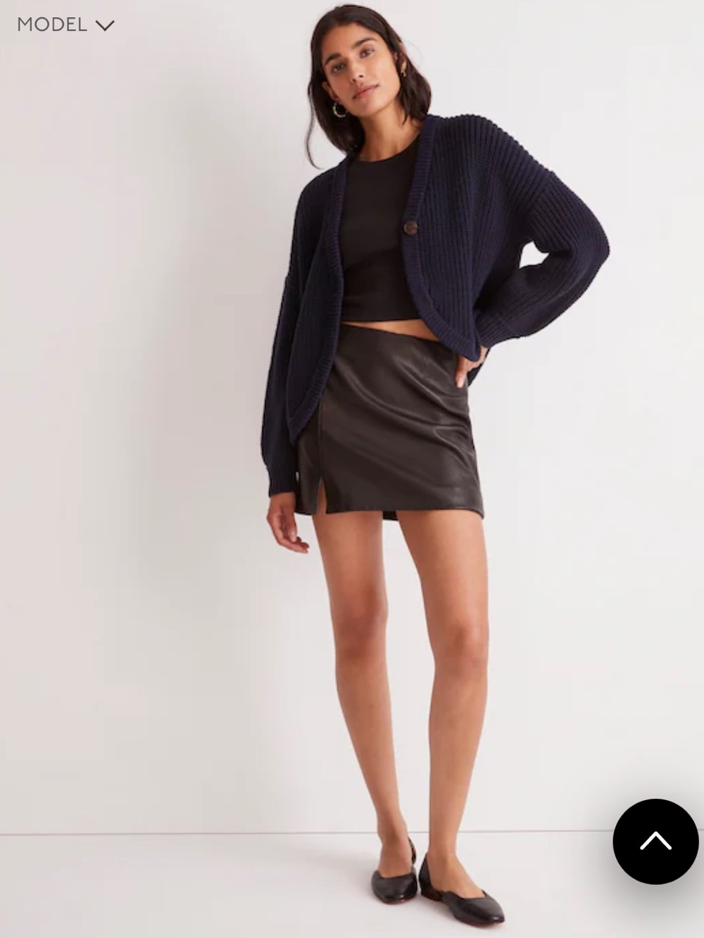 Madewell | Navy shirttail cardigan sweater knit slouchy layering piece sz large